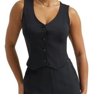 Lee Black Tailored Button Front Vest Size XS NWT